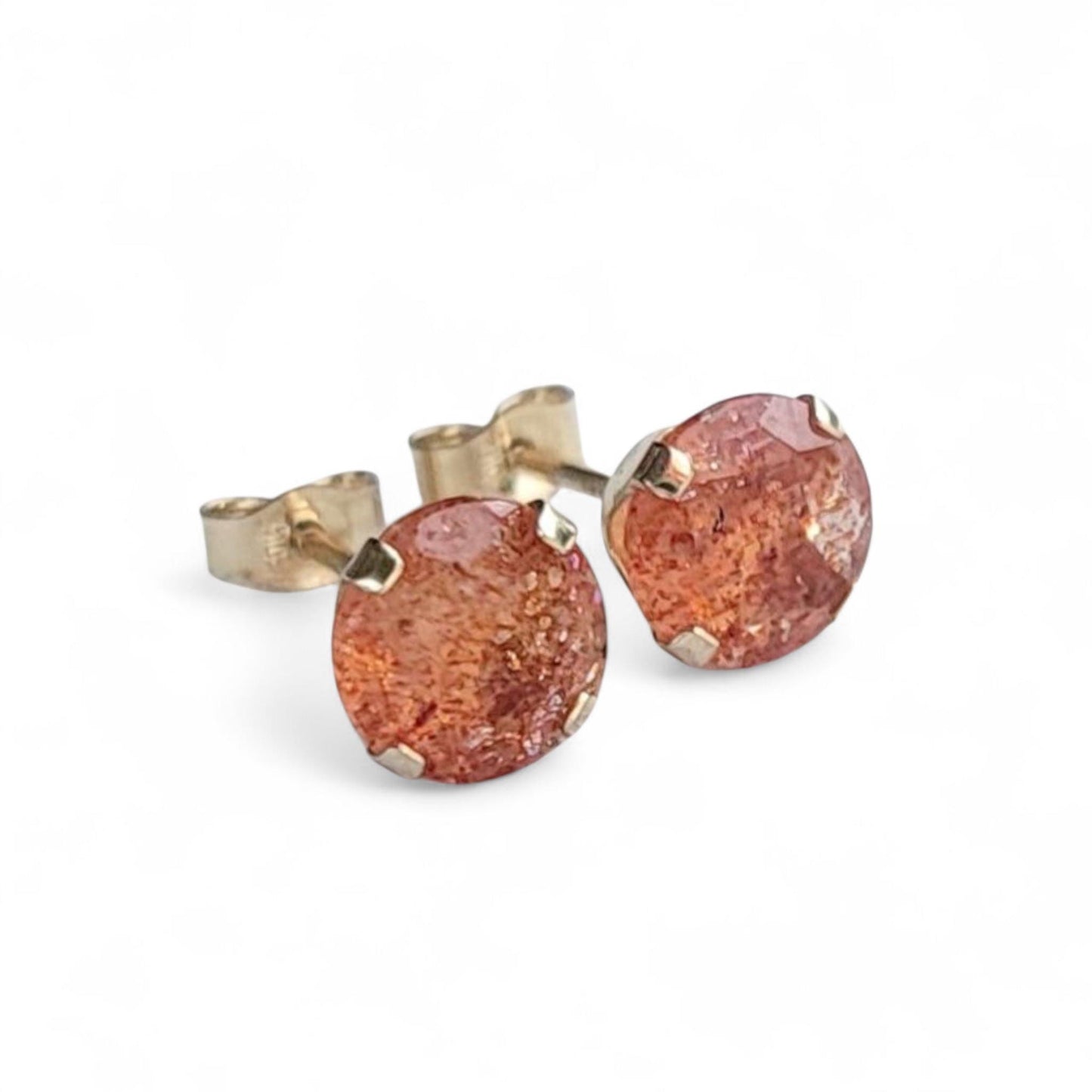 Sunstone Stud Earrings – 14K Gold, Gold Filled or Sterling Silver