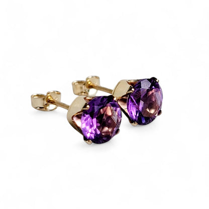 Amethyst Stud Earrings – Genuine Purple Amethyst Gemstone – Crafted in 14k Solid Gold, Gold Filled or Sterling Silver