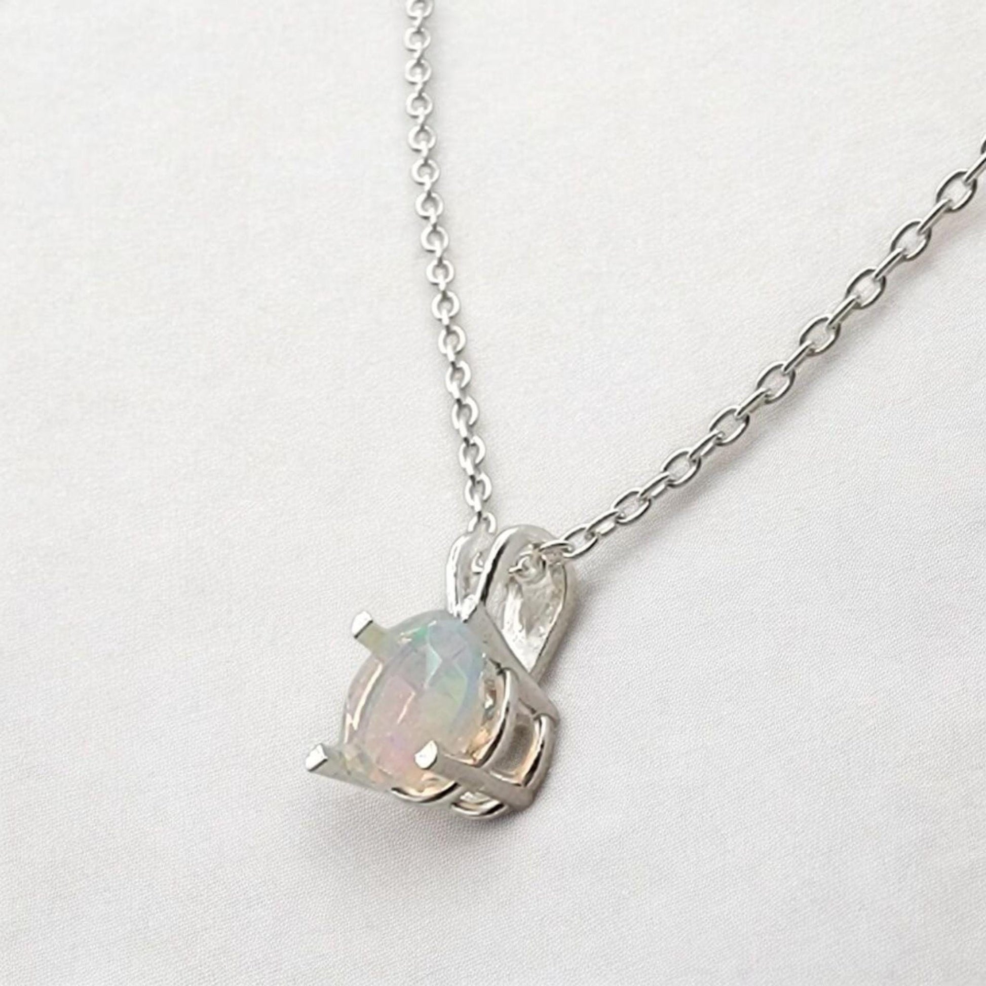 Ethiopian opal pendant in 14k solid gold (rose, yellow, white) or sterling silver, available in 6mm, 5mm, 4mm, and 3mm sizes with 16 or 18 inch chain or pendant only.