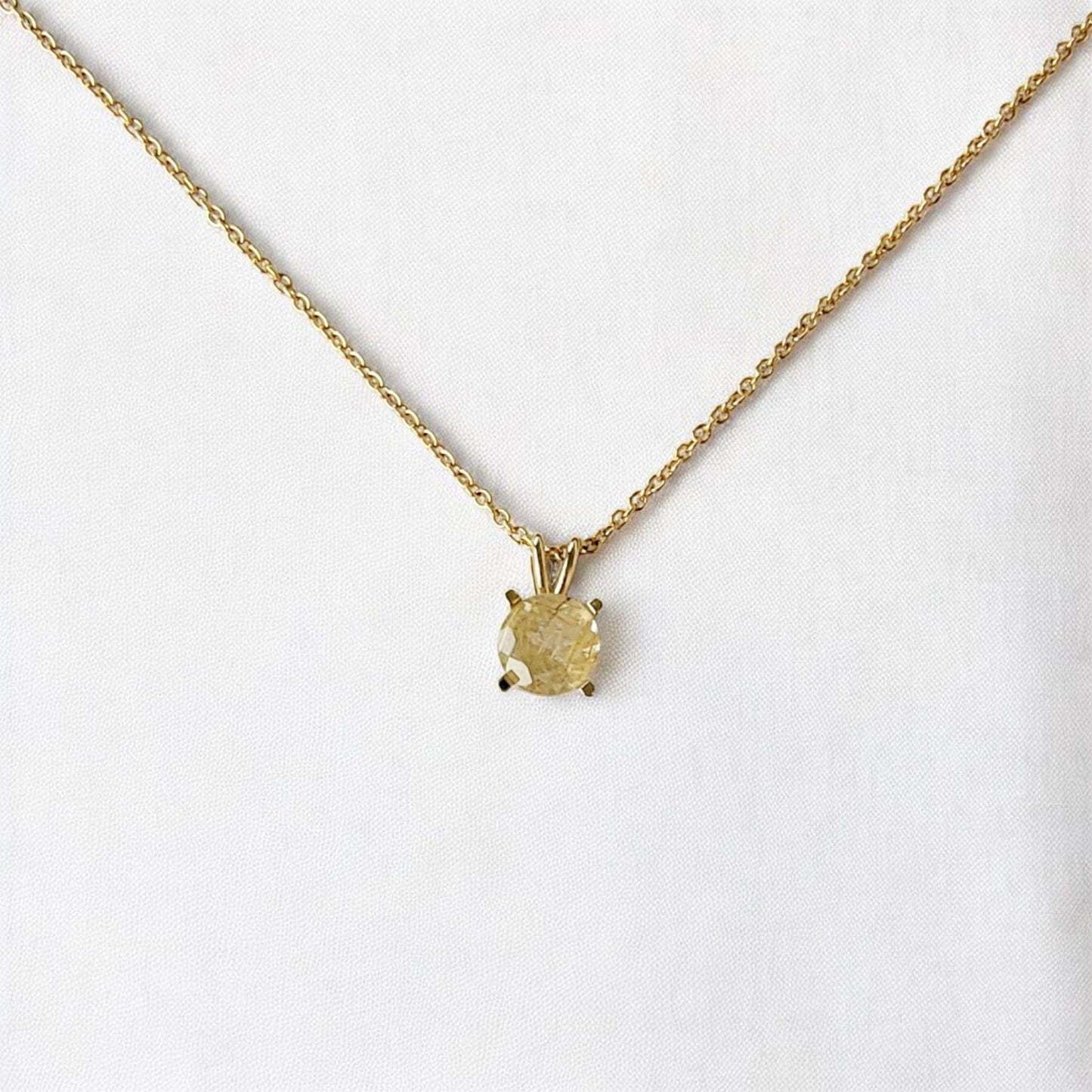 Gold Rutilated Quartz Pendant Necklace – 14K Gold or Sterling Silver