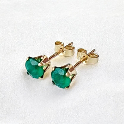 Green Onyx Stud Earrings – Natural Gemstone | 14K Gold, Gold Filled or Sterling Silver