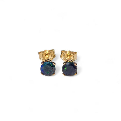 Black Opal Stud Earrings – 14K Gold, Gold Filled or Sterling Silver