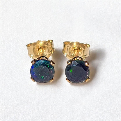 Black Opal Stud Earrings – 14K Gold, Gold Filled or Sterling Silver