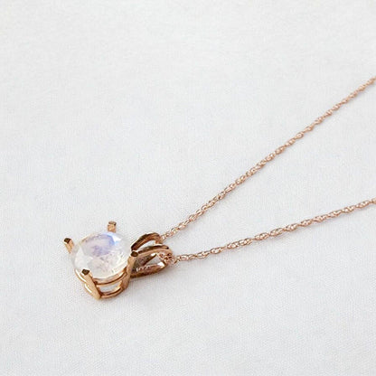 Rainbow Moonstone Pendant Necklace – 14K Gold or Sterling Silver