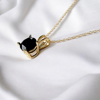 Black Onyx Pendant Necklace – 14K Gold or Sterling Silver