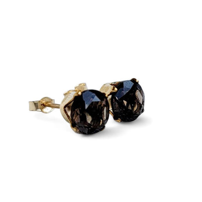 Smoky Quartz Stud Earrings – Solid 14K Gold, Gold Filled or Sterling Silver
