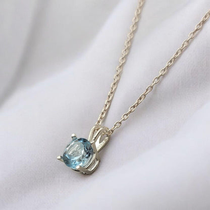Sky Blue Topaz Pendant Necklace – 14K Gold or Sterling Silver