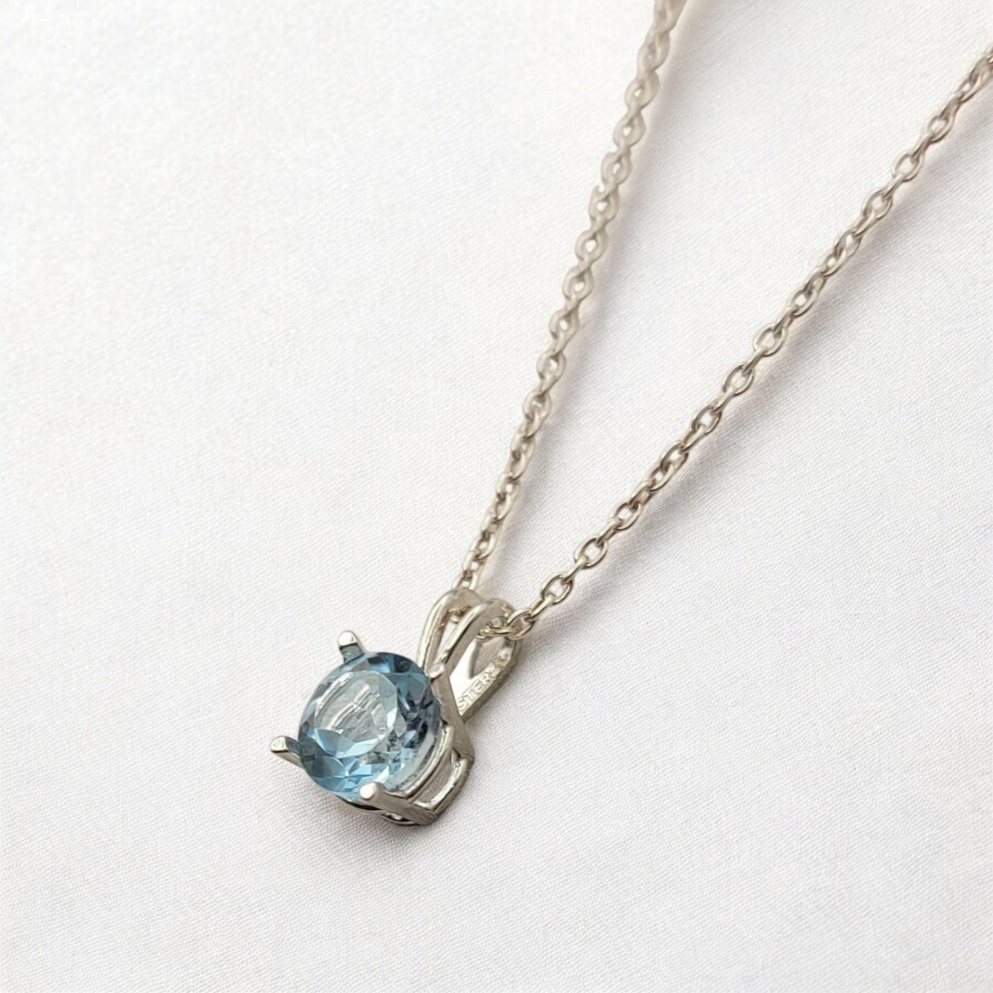Sky Blue Topaz Pendant Necklace – 14K Gold or Sterling Silver