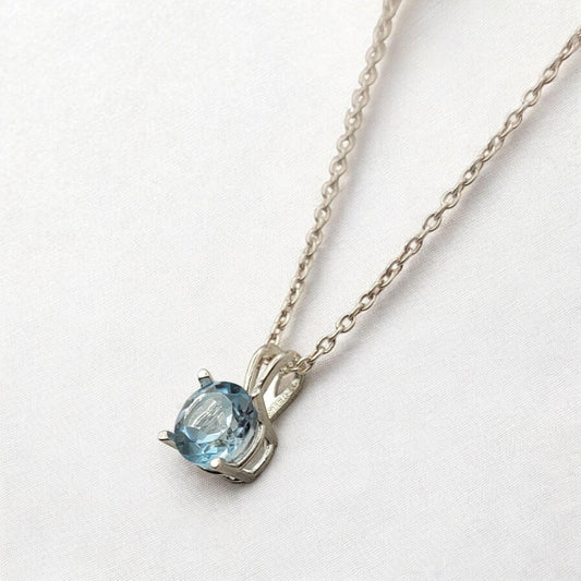 Sky Blue Topaz Pendant Necklace – 14K Gold or Sterling Silver