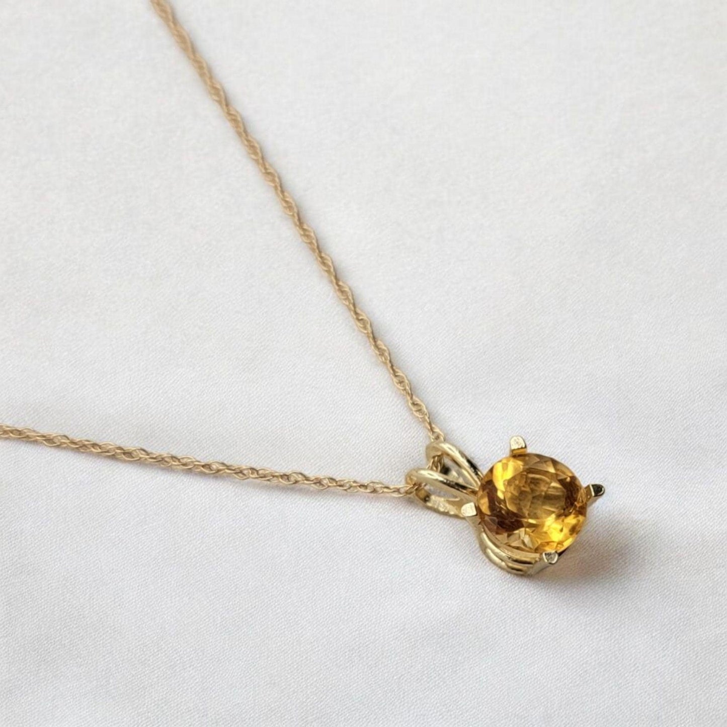 Citrine Pendant Necklace – 14K Gold or Sterling Silver