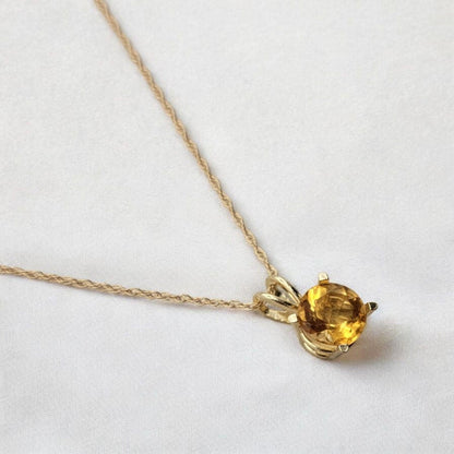 Citrine Pendant Necklace – 14K Gold or Sterling Silver