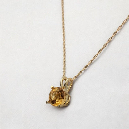 Citrine Pendant Necklace – 14K Gold or Sterling Silver
