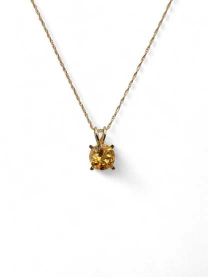Citrine Pendant Necklace – 14K Gold or Sterling Silver