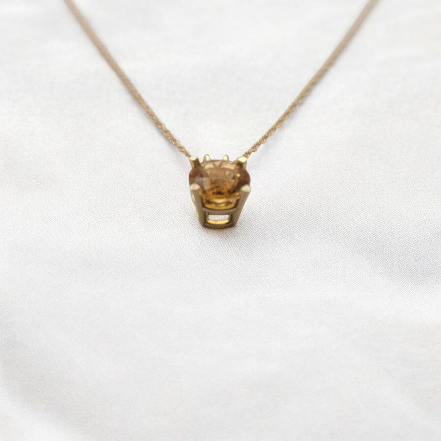 Citrine Pendant Necklace – 14K Gold or Sterling Silver
