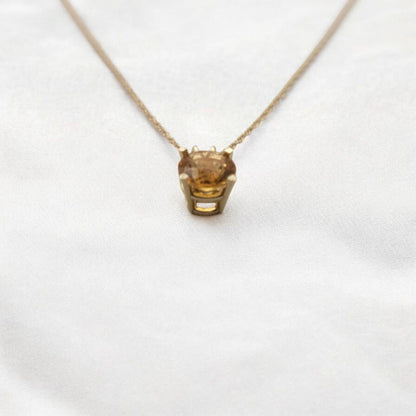 Citrine Pendant Necklace – 14K Gold or Sterling Silver