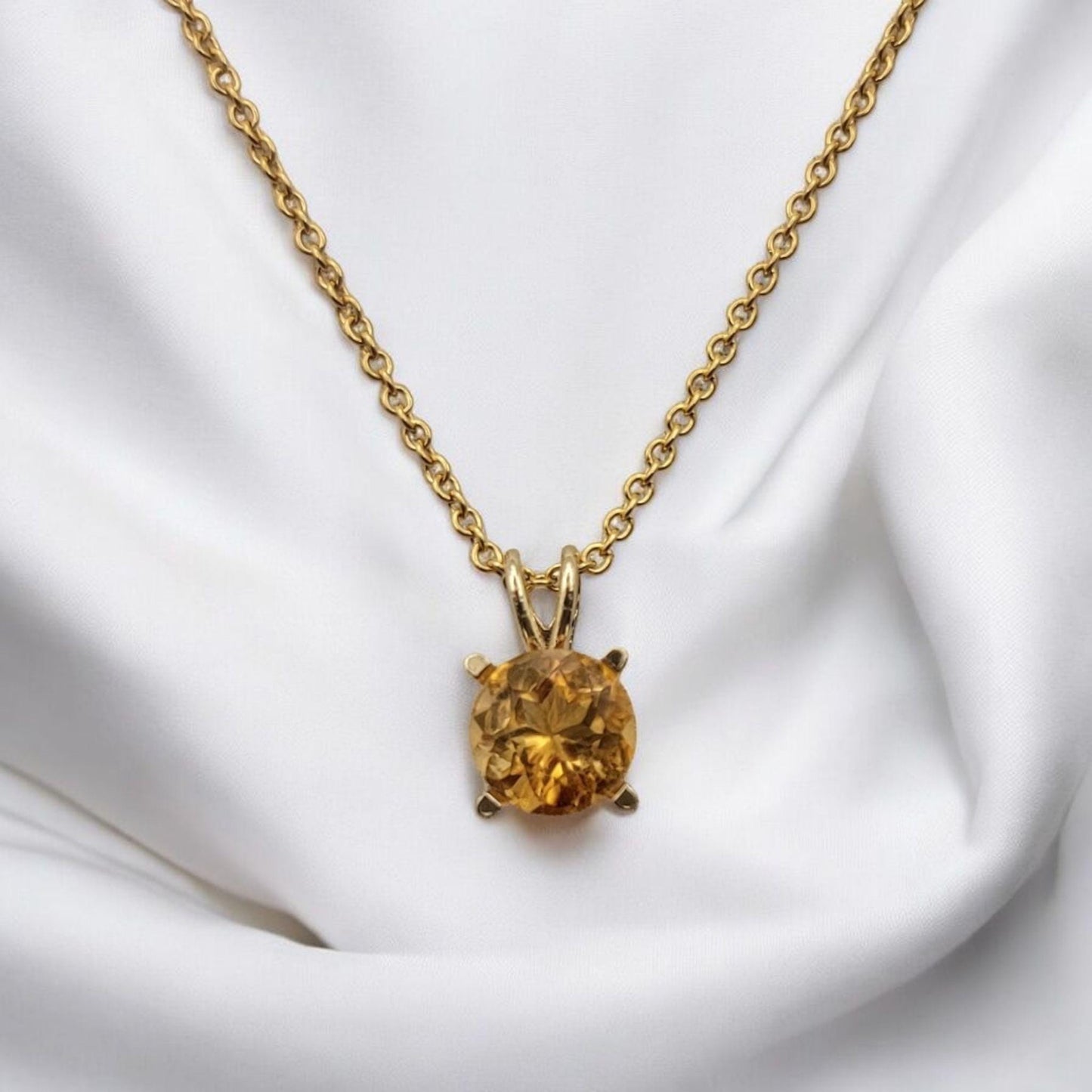 Citrine Pendant Necklace – 14K Gold or Sterling Silver