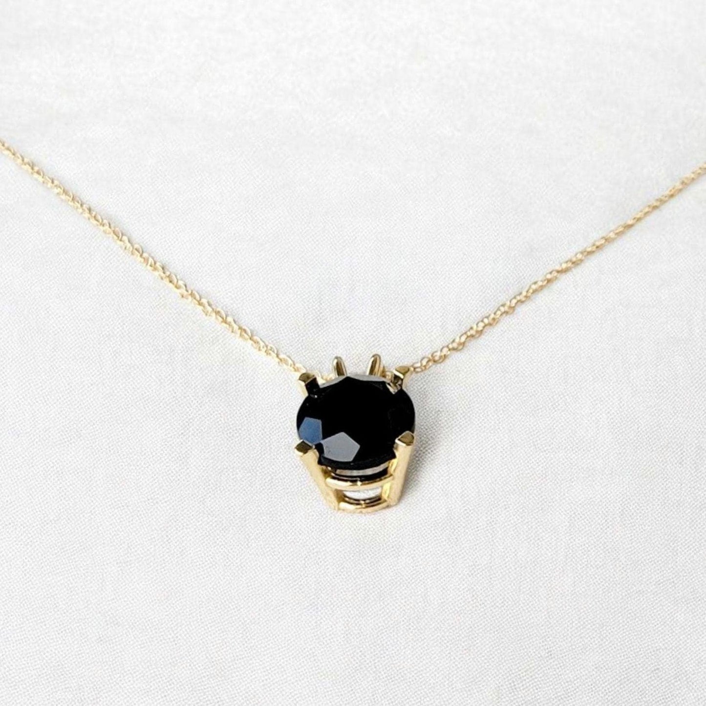 Black Onyx Pendant Necklace – 14K Gold or Sterling Silver