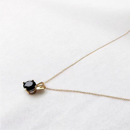 Black Onyx Pendant Necklace – 14K Gold or Sterling Silver