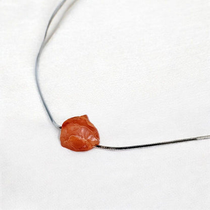 14k Solid Gold Carnelian Pendant Necklace - 14k Gold Filled Carnelian Gemstone Charm Necklace - 925 Silver Chain Necklace