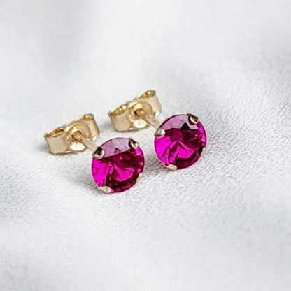 Ruby Stud Earrings | 14K Gold Filled, 14K Solid Gold or Sterling Silver | July Birthstone Jewels of Aurora