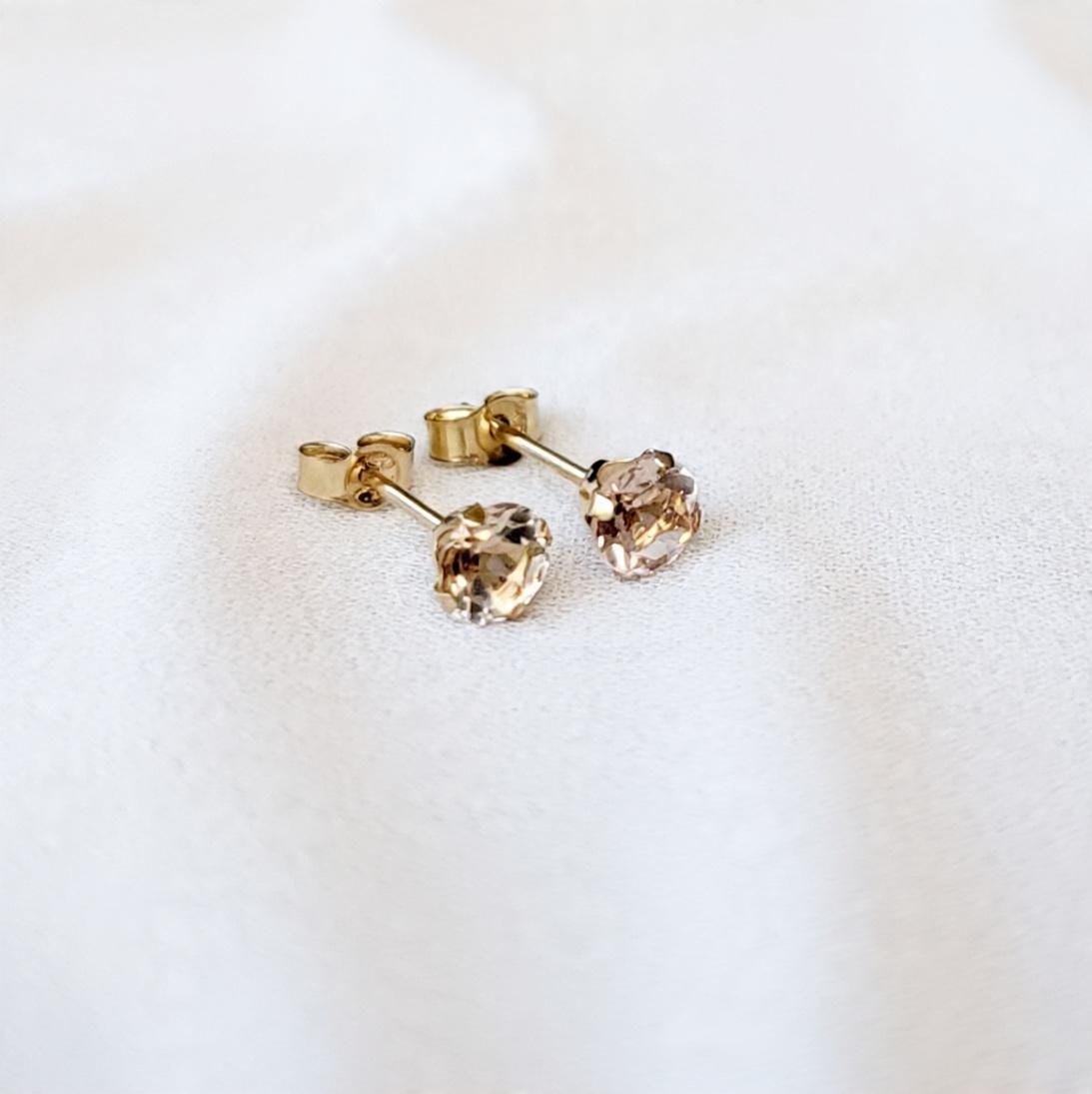 Morganite Stud Earrings | 14K Gold Filled, Solid Gold, Sterling Silver Jewels of Aurora