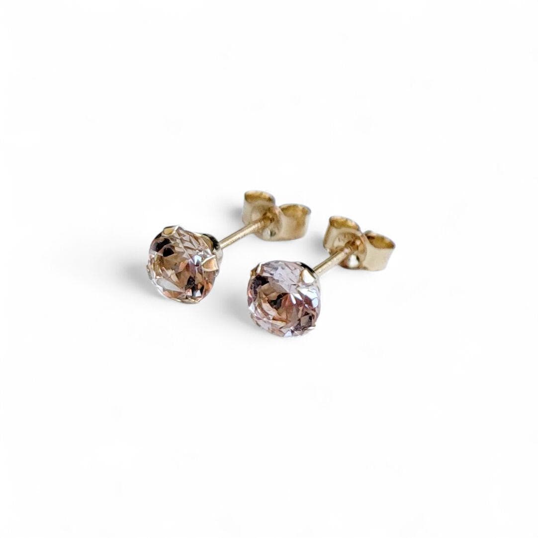 Morganite Stud Earrings | 14K Gold Filled, Solid Gold, Sterling Silver Jewels of Aurora