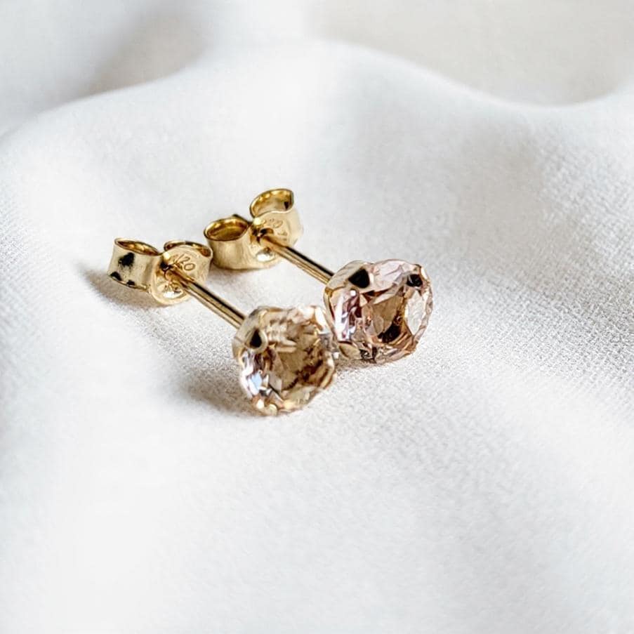 Morganite Stud Earrings | 14K Gold Filled, Solid Gold, Sterling Silver Jewels of Aurora