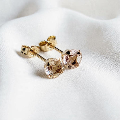 Morganite Stud Earrings | 14K Gold Filled, Solid Gold, Sterling Silver Jewels of Aurora