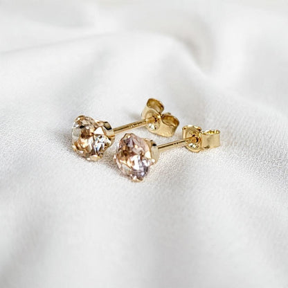 Morganite Stud Earrings | 14K Gold Filled, Solid Gold, Sterling Silver Jewels of Aurora
