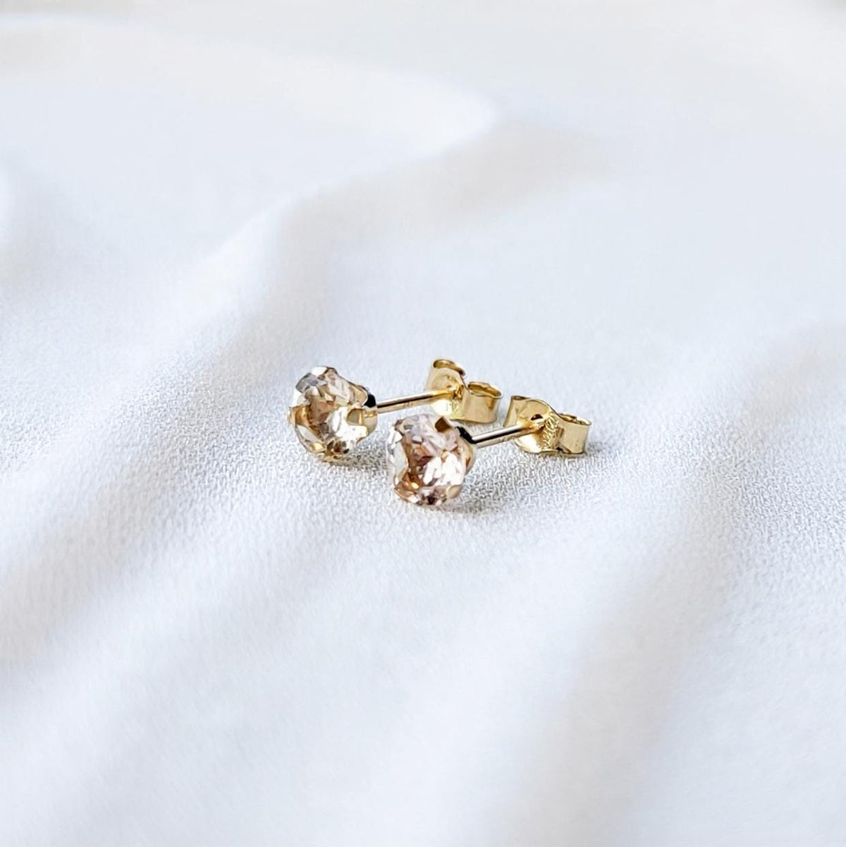 Morganite Stud Earrings | 14K Gold Filled, Solid Gold, Sterling Silver Jewels of Aurora