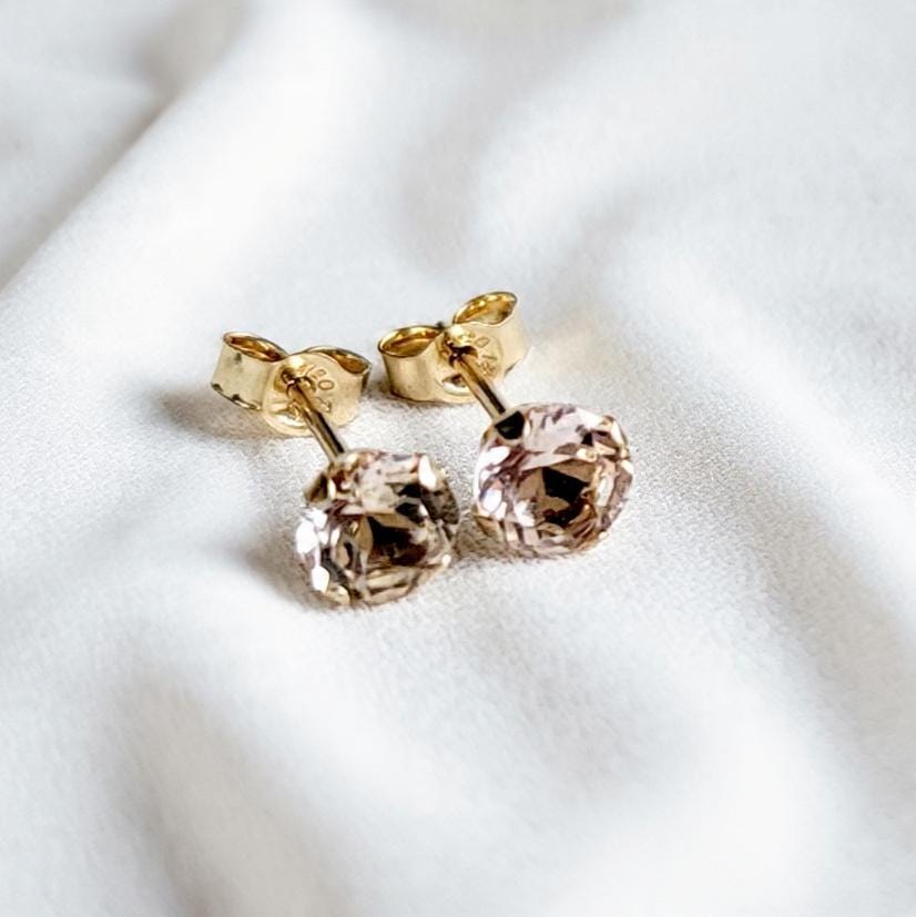 Morganite Stud Earrings | 14K Gold Filled, Solid Gold, Sterling Silver Jewels of Aurora