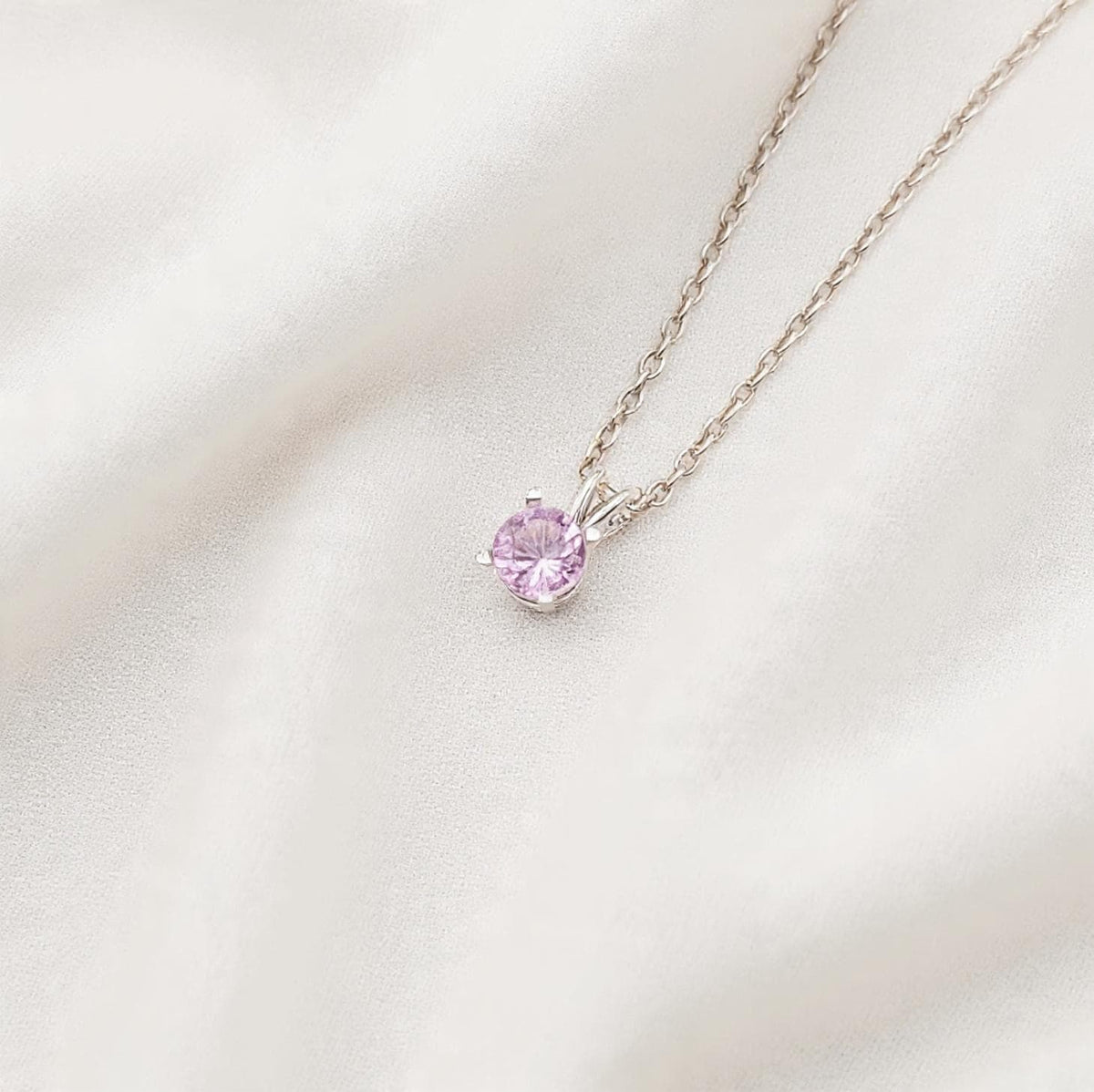Lab-Grown Pink Sapphire Pendant Necklace | Romantic Gemstone Jewelry | Minimalist 14k Gold or Silver Jewels of Aurora