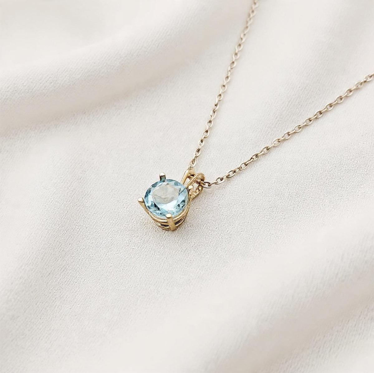 Genuine Sky-Blue Topaz Pendant Necklace | Minimalist Dainty Gold or Silver Jewelry | Gift for Her Jewels of Aurora